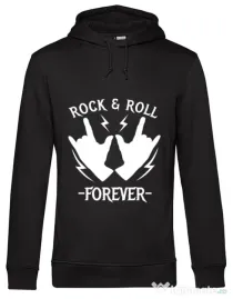 Hoodie barbat cu gluga Rock and roll Negru