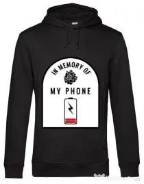Hoodie barbat cu gluga In memory of my phone Negru
