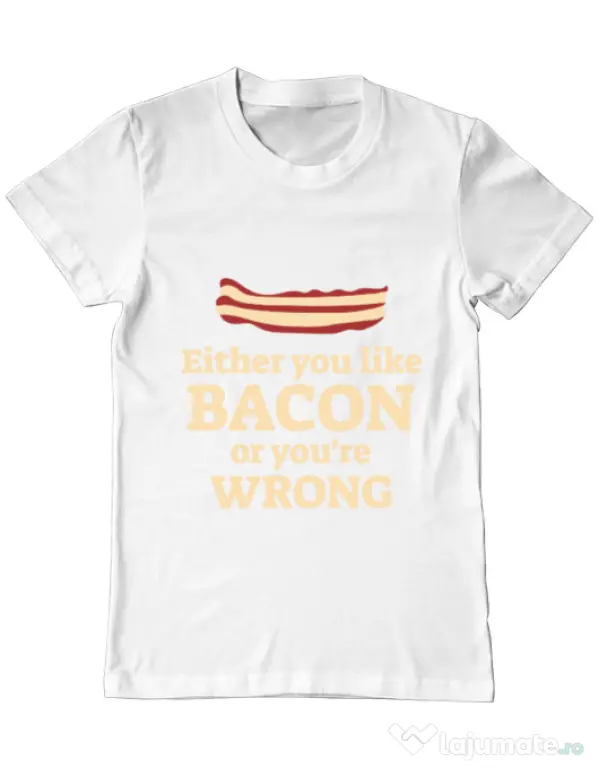 Tricou ADLER barbat Bacon lover Alb