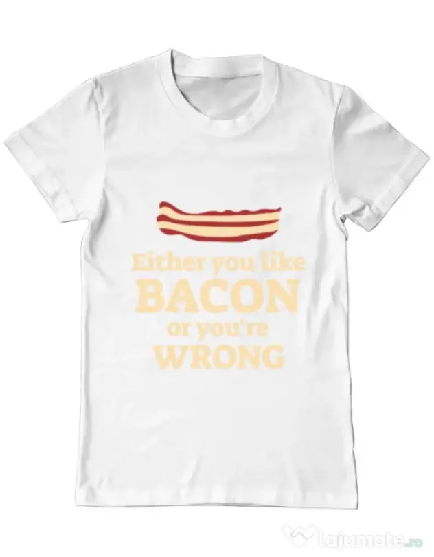 Tricou ADLER barbat Bacon lover Alb