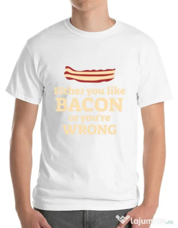 Tricou ADLER barbat Bacon lover Alb