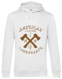 Hoodie barbat cu gluga American lumberjack Alb