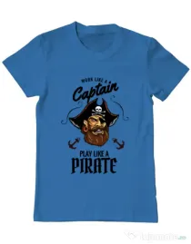 Tricou ADLER barbat Play like a pirate Albastru azuriu