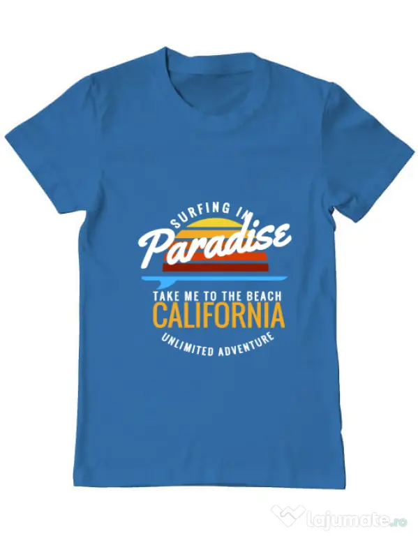 Tricou ADLER barbat Surfing in paradise Albastru azuriu