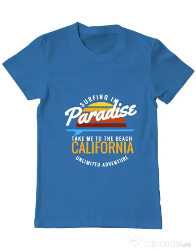 Tricou ADLER barbat Surfing in paradise Albastru azuriu