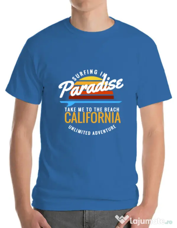 Tricou ADLER barbat Surfing in paradise Albastru azuriu