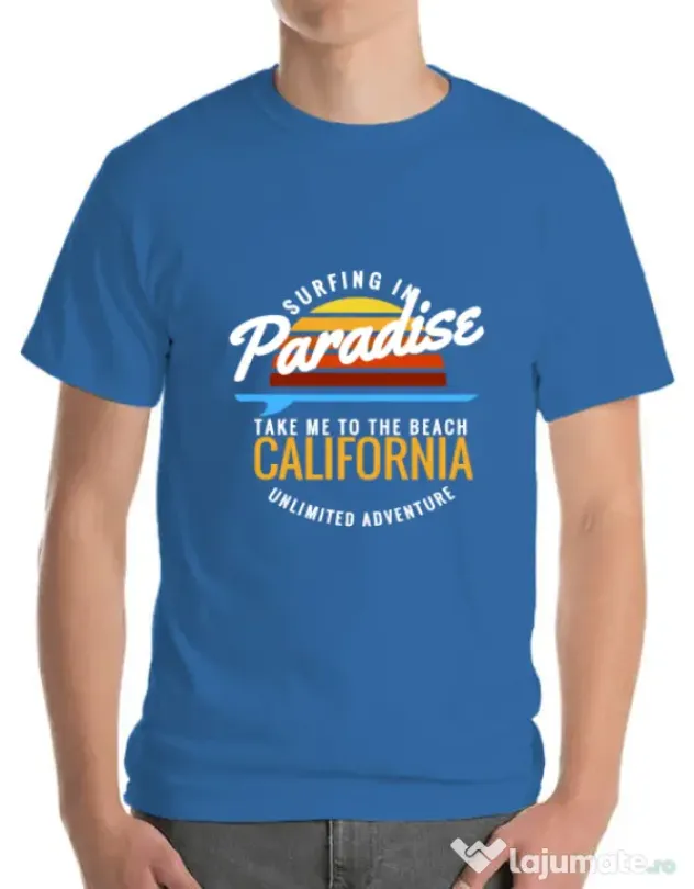 Tricou ADLER barbat Surfing in paradise Albastru azuriu