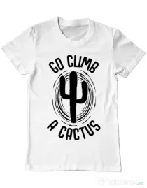 Tricou ADLER barbat Go climb a cactus Alb
