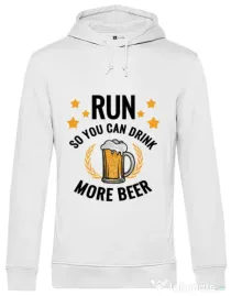 Hoodie barbat cu gluga Drinking more beer Alb