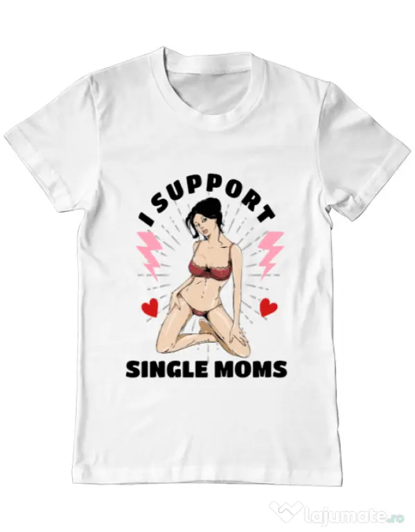 Tricou ADLER barbat I Support Single Moms Alb