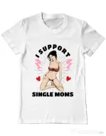 Tricou ADLER barbat I Support Single Moms Alb