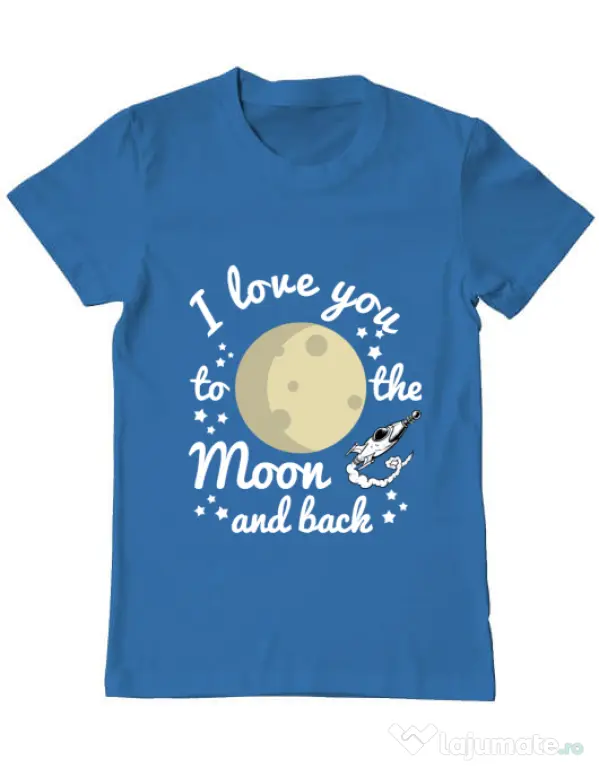 Tricou ADLER barbat To the moon and back Albastru azuriu