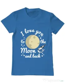 Tricou ADLER barbat To the moon and back Albastru azuriu