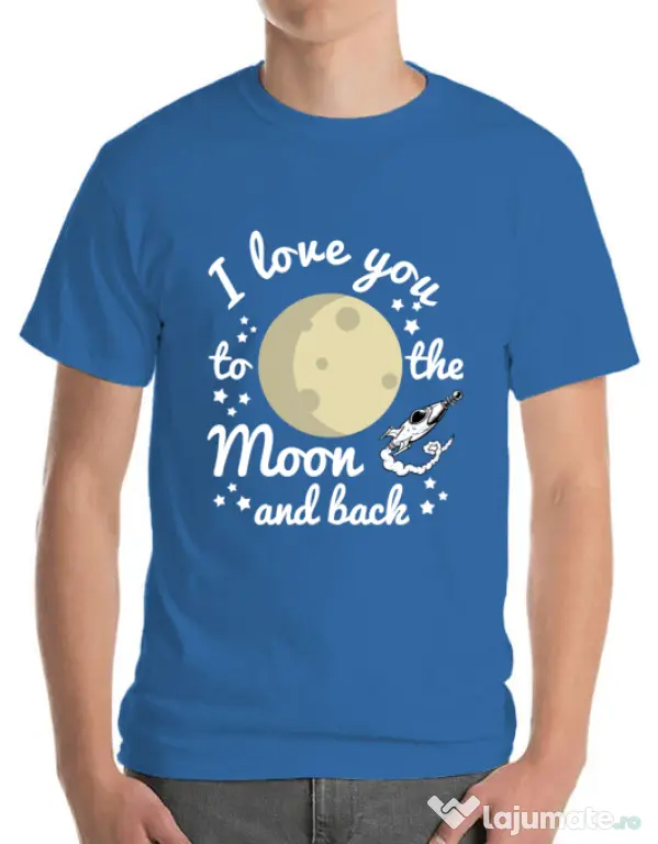 Tricou ADLER barbat To the moon and back Albastru azuriu