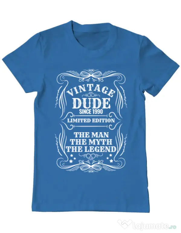 Tricou ADLER barbat Vintage dude Albastru azuriu