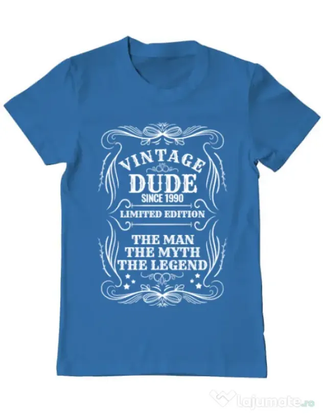 Tricou ADLER barbat Vintage dude Albastru azuriu
