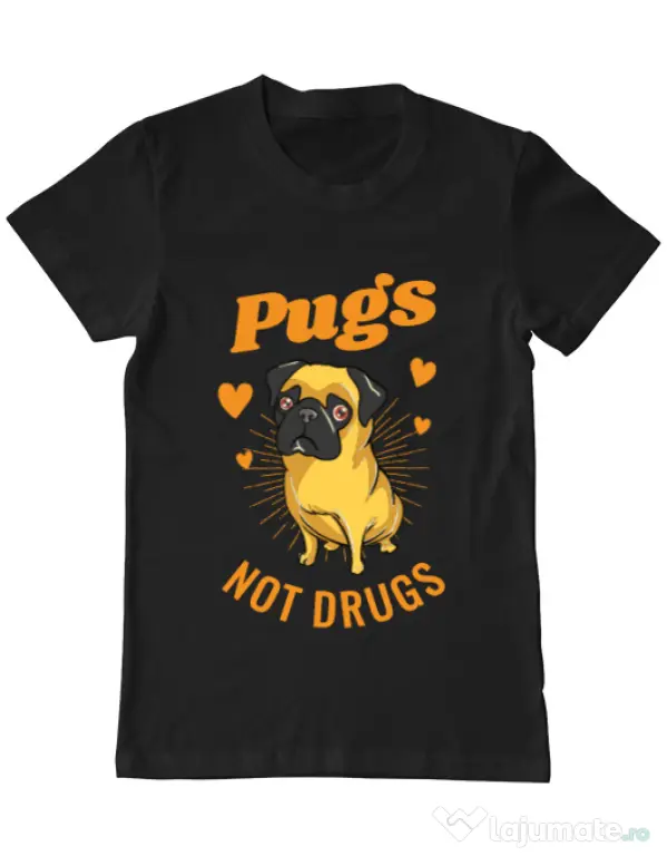 Tricou ADLER barbat Pugs not drugs Negru