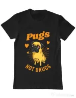 Tricou ADLER barbat Pugs not drugs Negru