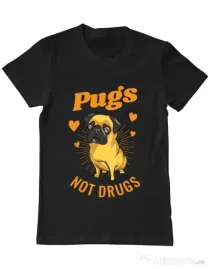 Tricou ADLER barbat Pugs not drugs Negru