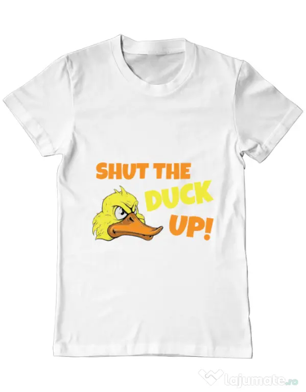 Tricou ADLER barbat Shut the duck up Alb