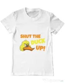 Tricou ADLER barbat Shut the duck up Alb