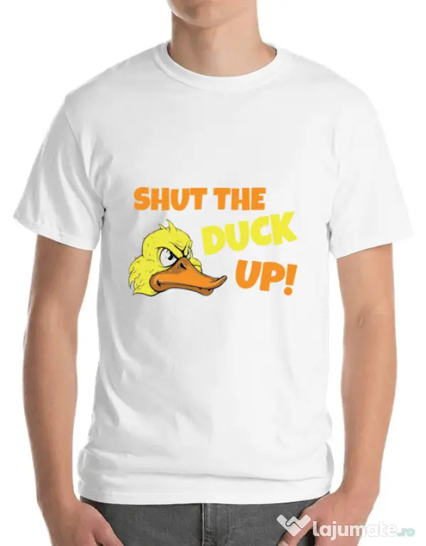 Tricou ADLER barbat Shut the duck up Alb