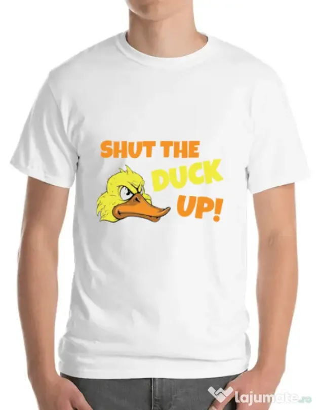 Tricou ADLER barbat Shut the duck up Alb