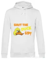 Hoodie barbat cu gluga Shut the duck up Alb