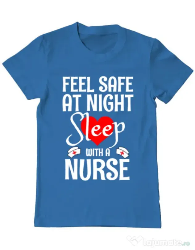 Tricou ADLER barbat Feel safe at night Albastru azuriu