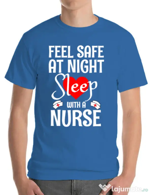 Tricou ADLER barbat Feel safe at night Albastru azuriu