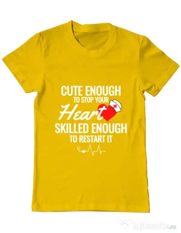 Tricou ADLER barbat Cute enough Galben
