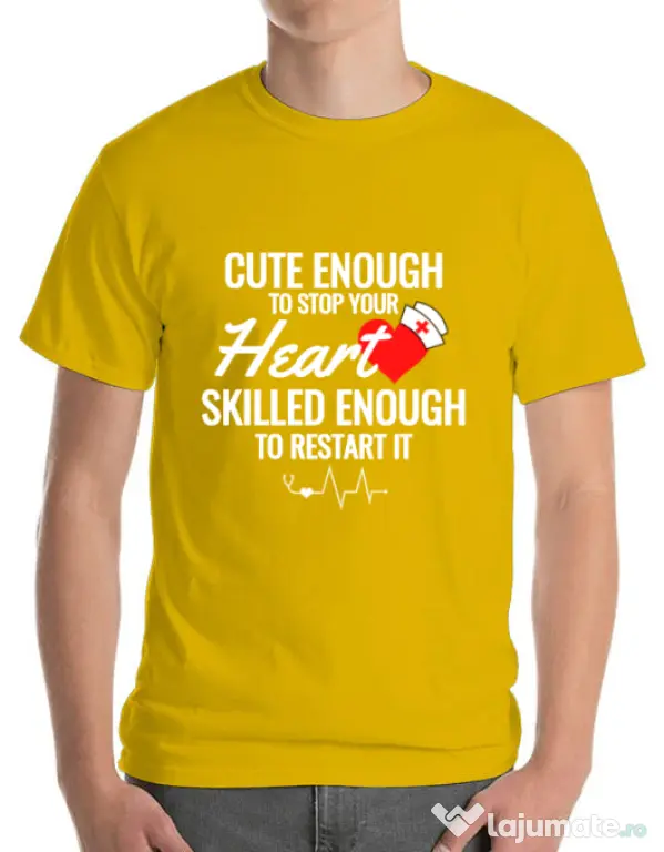 Tricou ADLER barbat Cute enough Galben