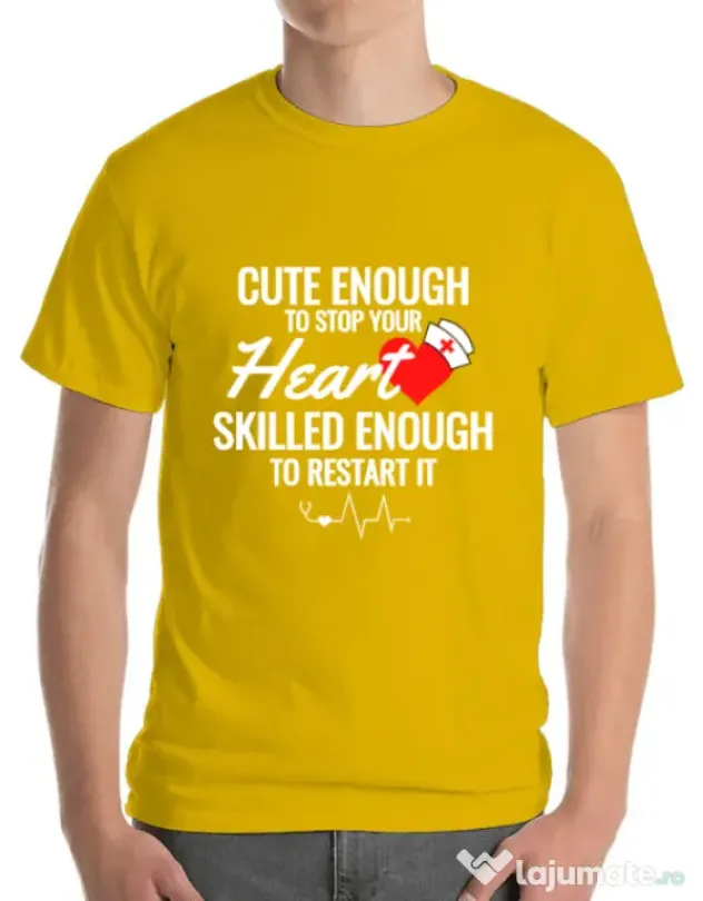 Tricou ADLER barbat Cute enough Galben
