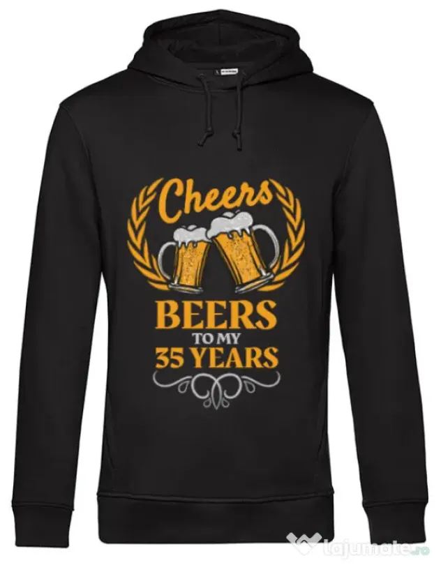 Hoodie barbat cu gluga Birthday Cheers Negru