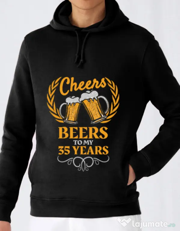 Hoodie barbat cu gluga Birthday Cheers Negru