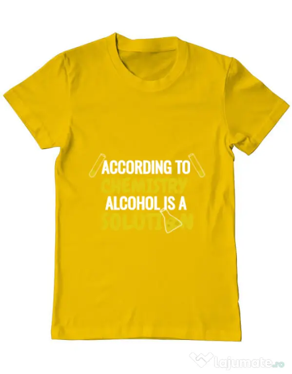 Tricou ADLER barbat Alcohol is a solution Galben