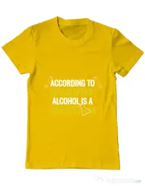 Tricou ADLER barbat Alcohol is a solution Galben