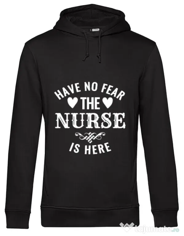 Hoodie barbat cu gluga The nurse is here Negru