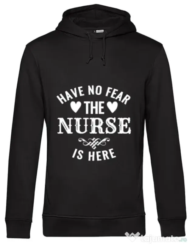 Hoodie barbat cu gluga The nurse is here Negru