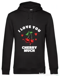 Hoodie barbat cu gluga Love you cherry much Negru