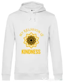 Hoodie barbat cu gluga Kindness Alb