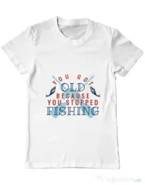 Tricou ADLER barbat You stopped fishing Alb