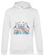 Hoodie barbat cu gluga You stopped fishing Alb