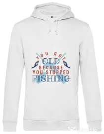 Hoodie barbat cu gluga You stopped fishing Alb