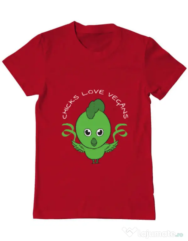 Tricou ADLER barbat Chicks love vegans Rosu