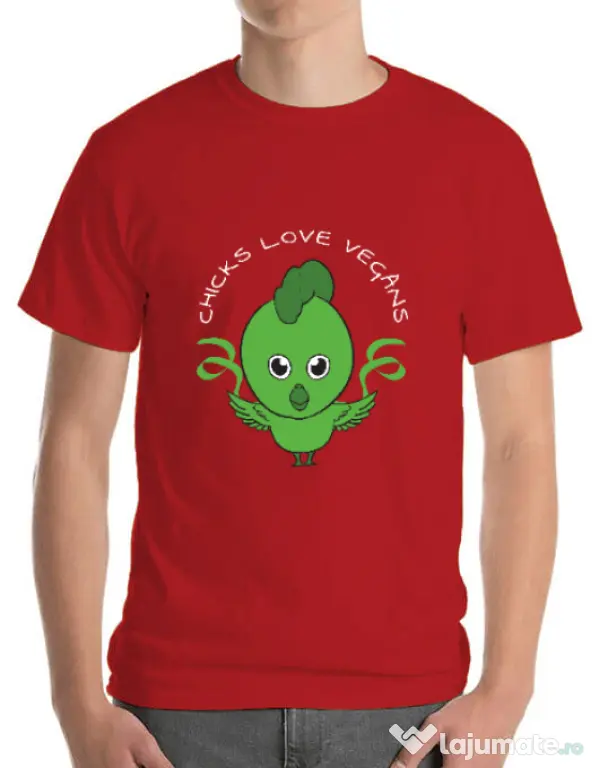 Tricou ADLER barbat Chicks love vegans Rosu