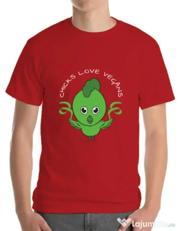 Tricou ADLER barbat Chicks love vegans Rosu