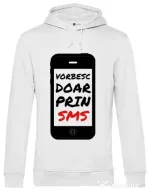 Hoodie barbat cu gluga Vorbesc doar prin sms Alb