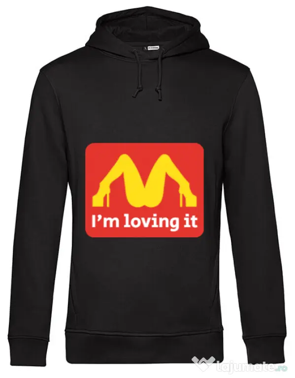 Hoodie barbat cu gluga I'm loving it Negru