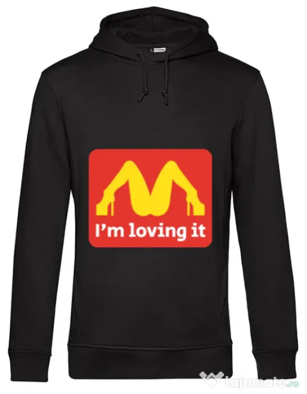 Hoodie barbat cu gluga I'm loving it Negru